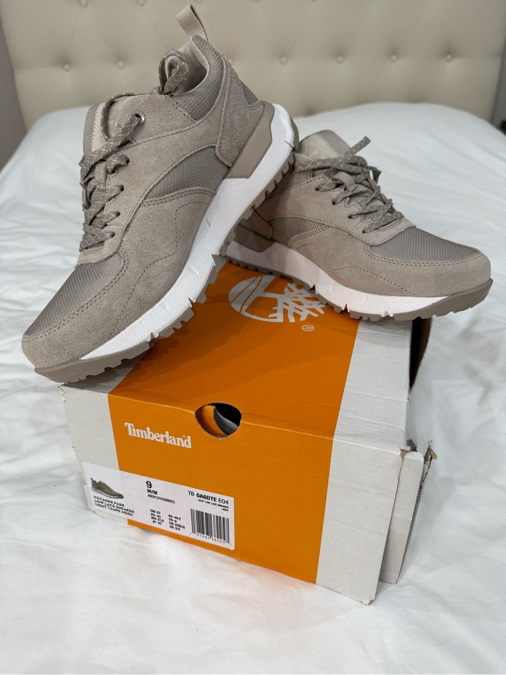 Timberland Men's Voyager Park Low Lace Sneakers in Light Taupe Mesh
